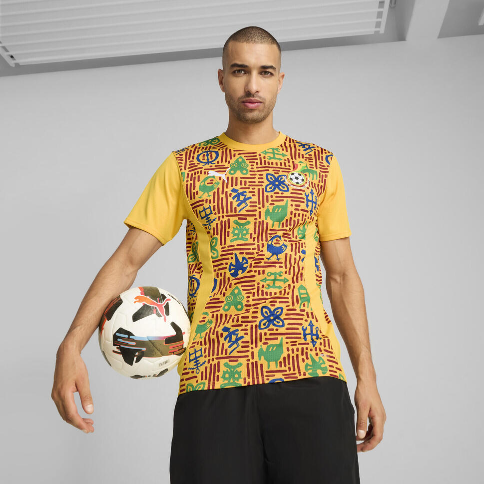 Męska koszulka przedmeczowa Ghana PUMA Yellow Sizzle Intense Red