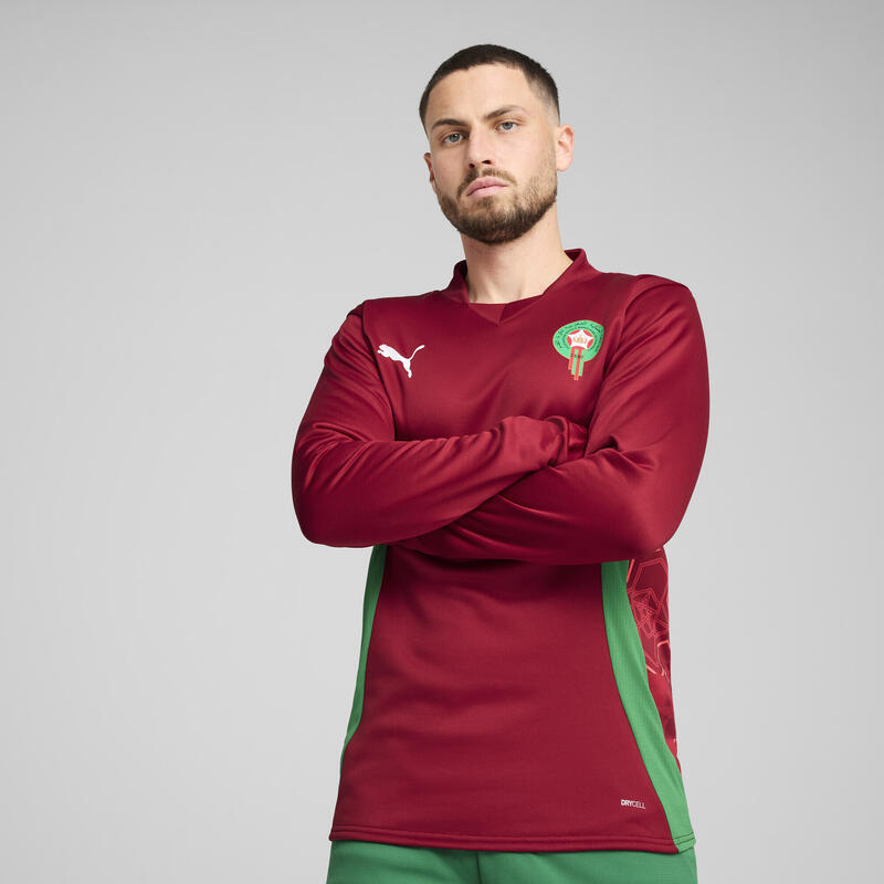 Morocco Pre–match Long Sleeves Top Men PUMA Intense Red Archive Green