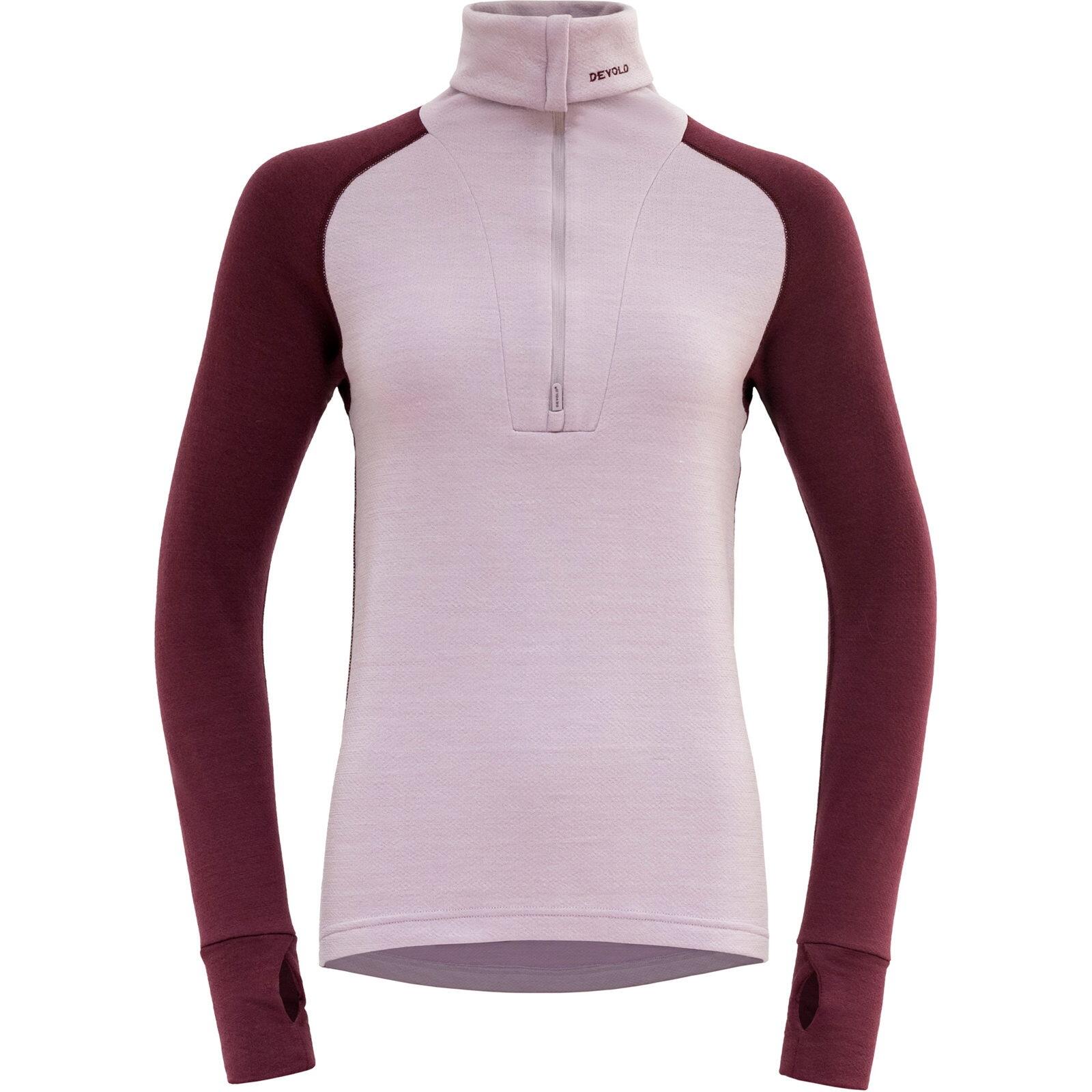 DEVOLD Langarm-Baselayer Expedition Merino Silk Zip Wmn port-orchid