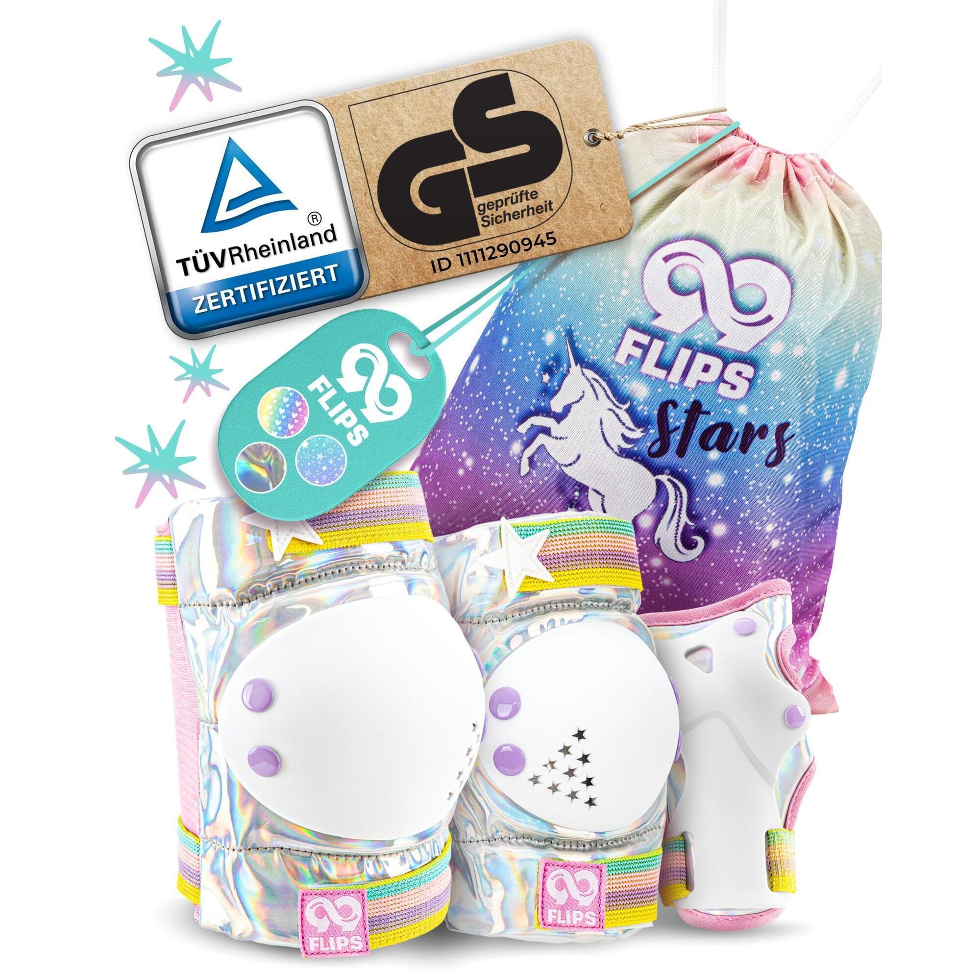 99flips - Protection Roller Enfant Fille - 6pcs Skate Set - Avec Sac De Transport Licorne - Set De Protection - Gris - Decathlon