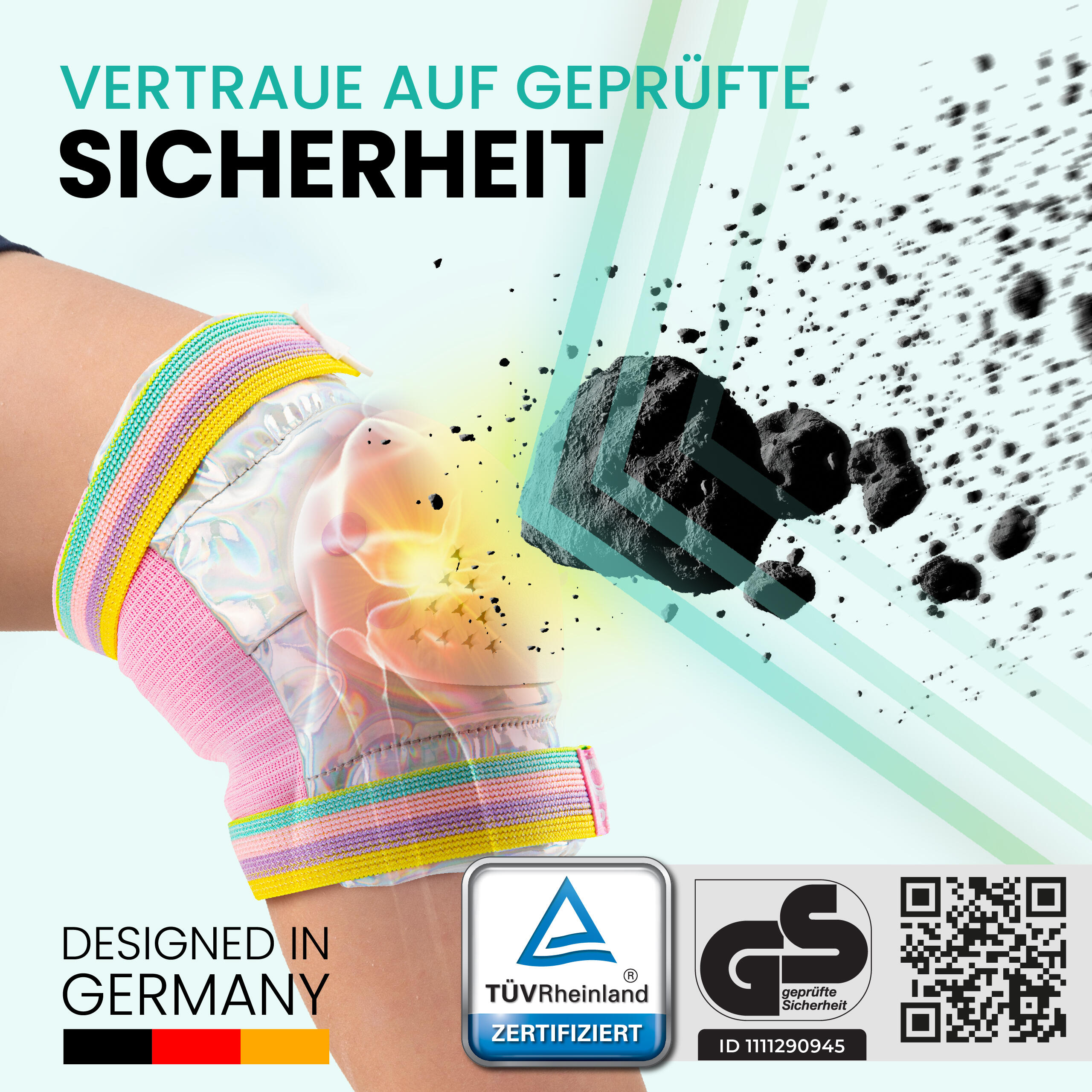 Protektoren Schoner Set Kinder 3-12 mit GS - Knieschoner Skaten Inliner Schützer 2/7