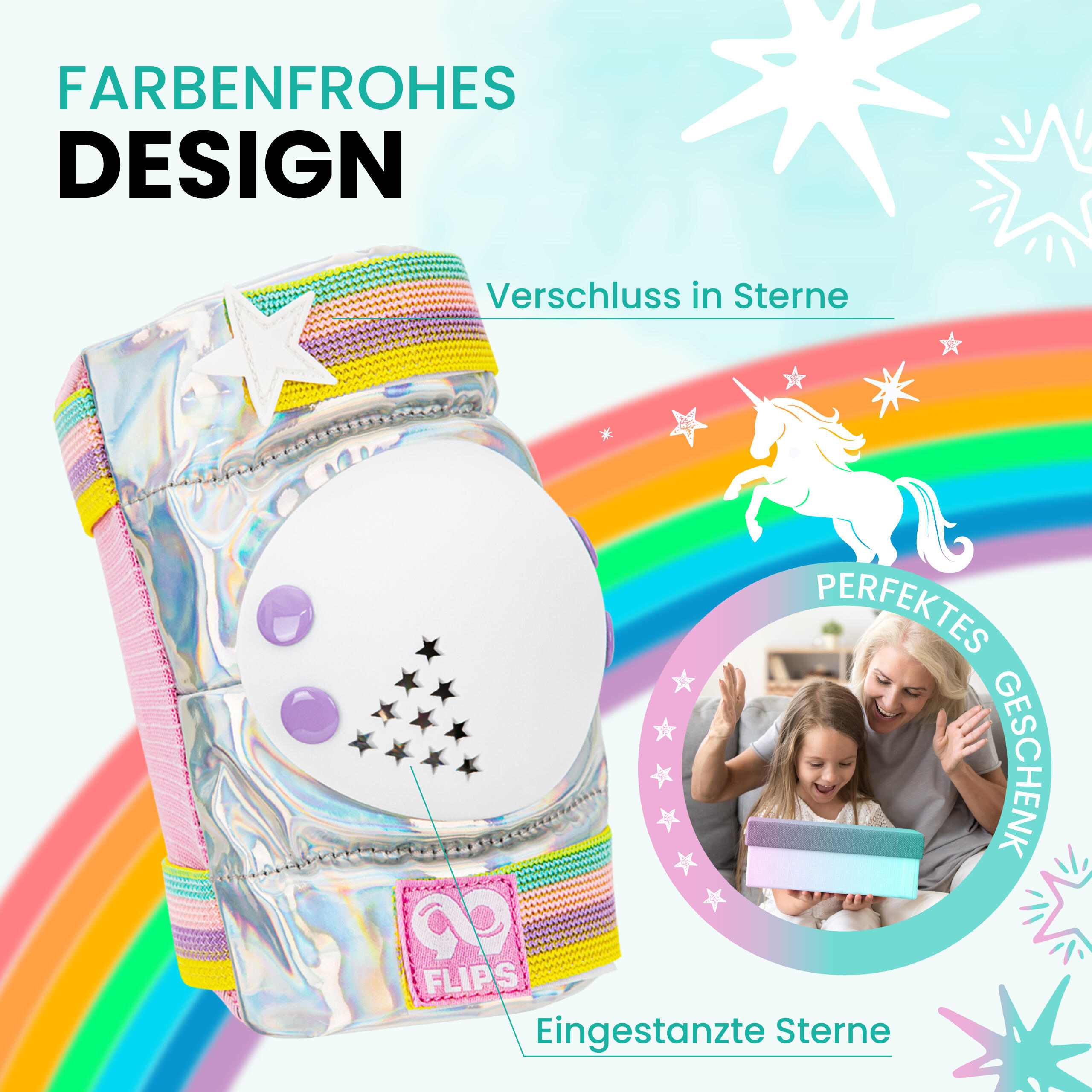 Protektoren Schoner Set Kinder 3-12 mit GS - Knieschoner Skaten Inliner Schützer 5/7