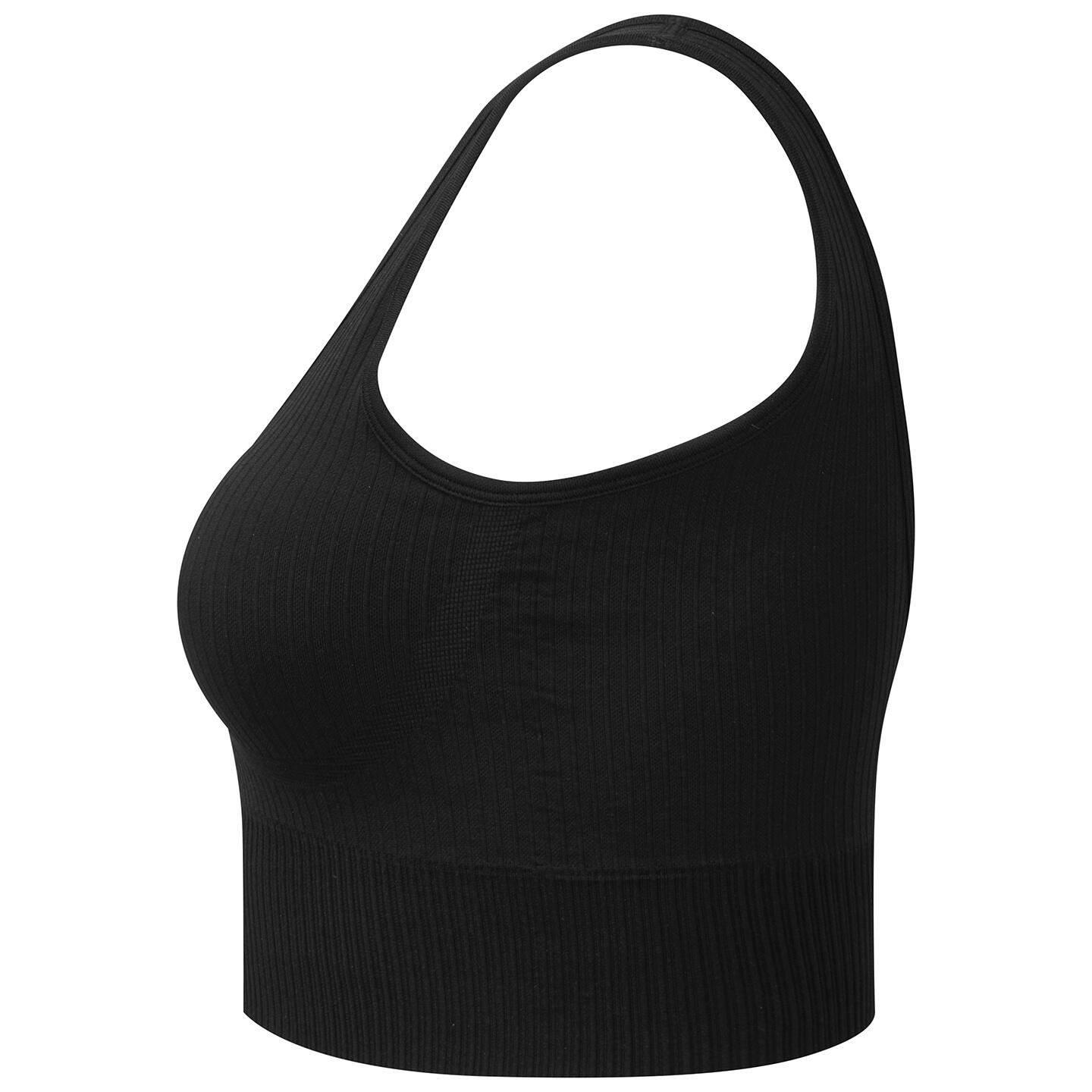 Womens/Ladies Multisport Ribbed Seamless 3D Bra (Black) 3/3