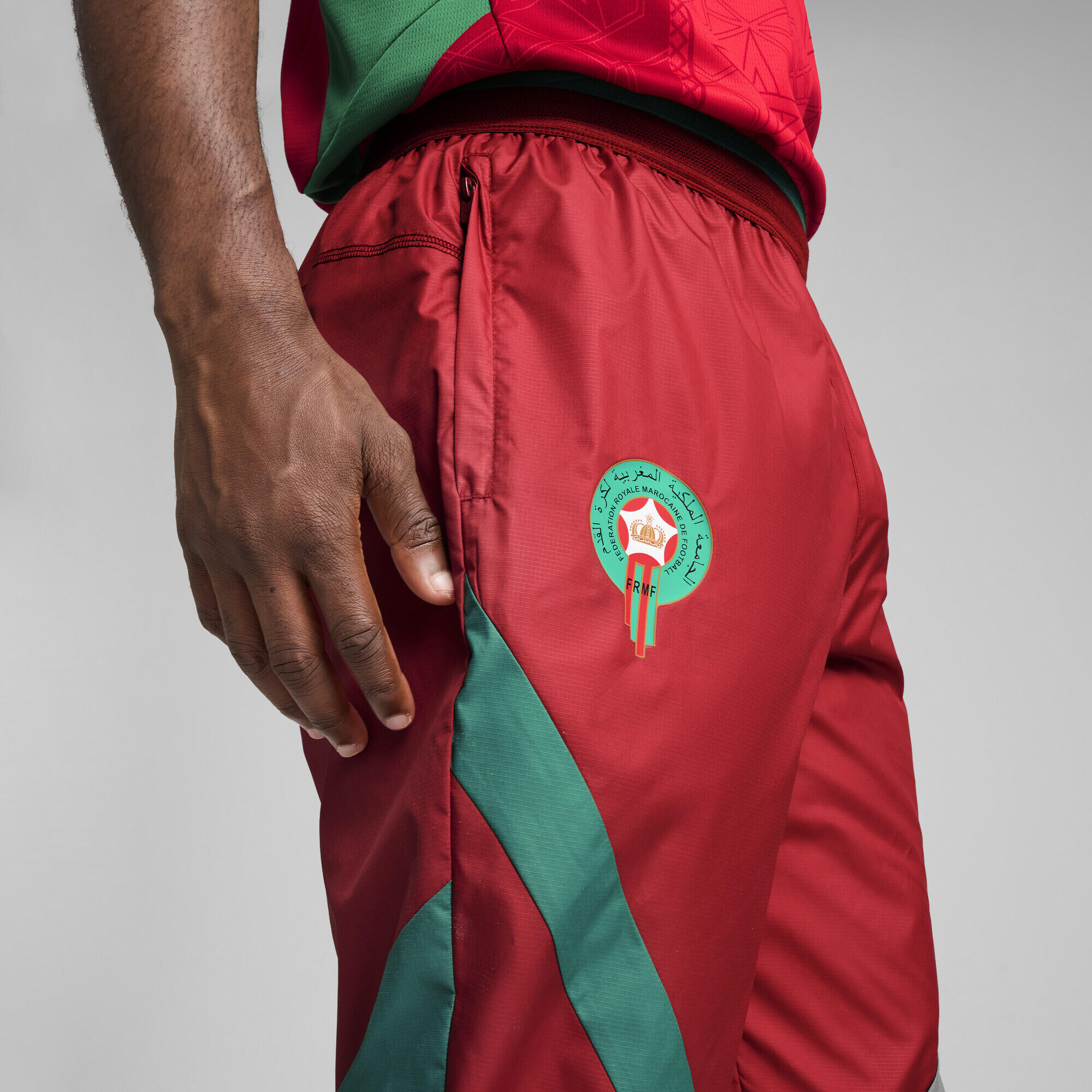 Pantaloni in tessuto pre-partita Marocco da uomo PUMA Intense Red Archive Green 3/7