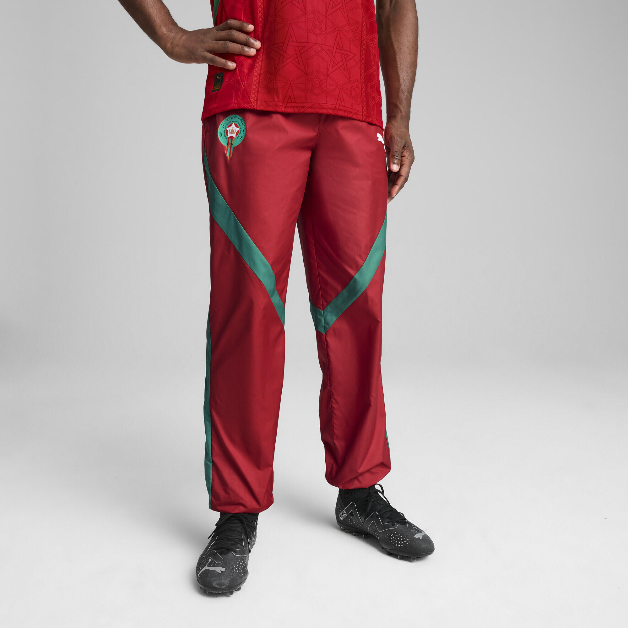 Pantaloni in tessuto pre-partita Marocco da uomo PUMA Intense Red Archive Green 2/7