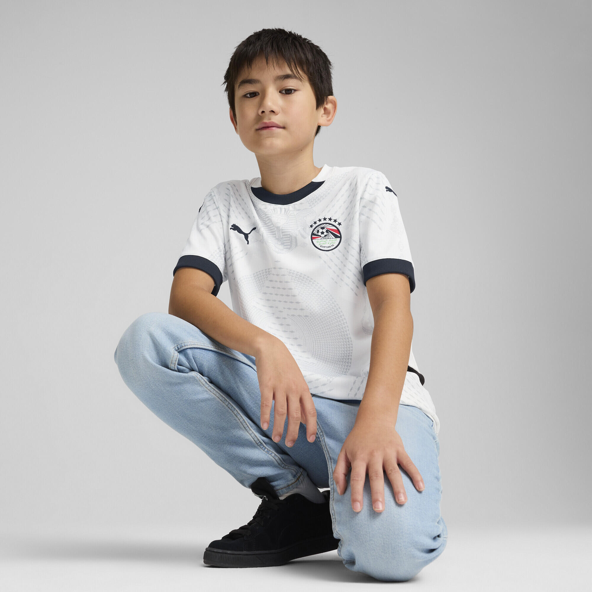 Maglia gara Away Egitto 2025 per ragazzi PUMA White Sand Dune Beige 4/7