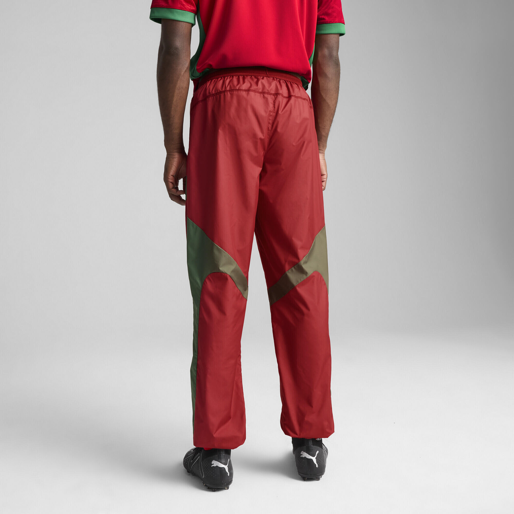 Pantaloni in tessuto pre-partita Marocco da uomo PUMA Intense Red Archive Green 5/7