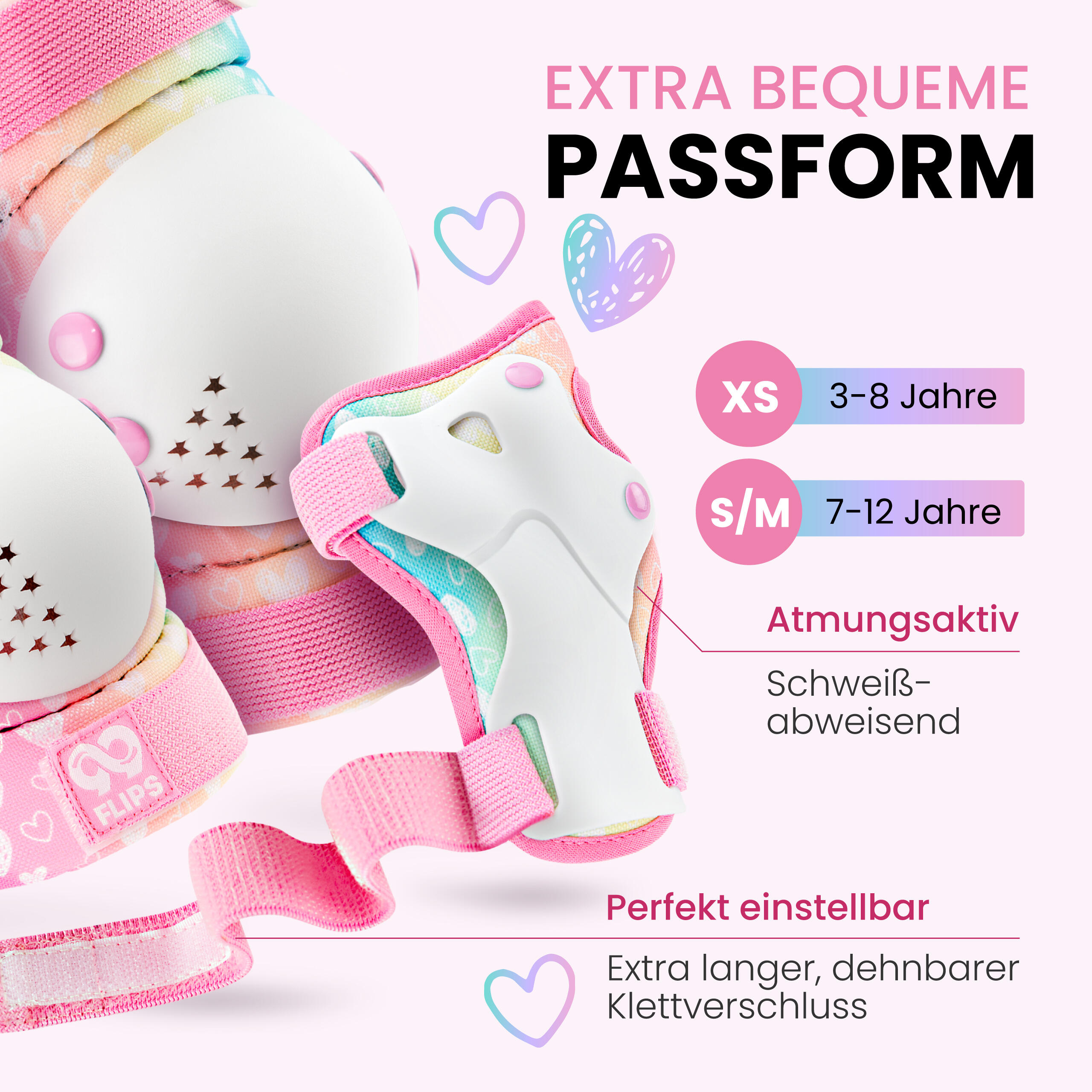 Protektoren Schoner Set Kinder 3-12 mit GS - Knieschoner Skaten Inliner Schützer 4/7