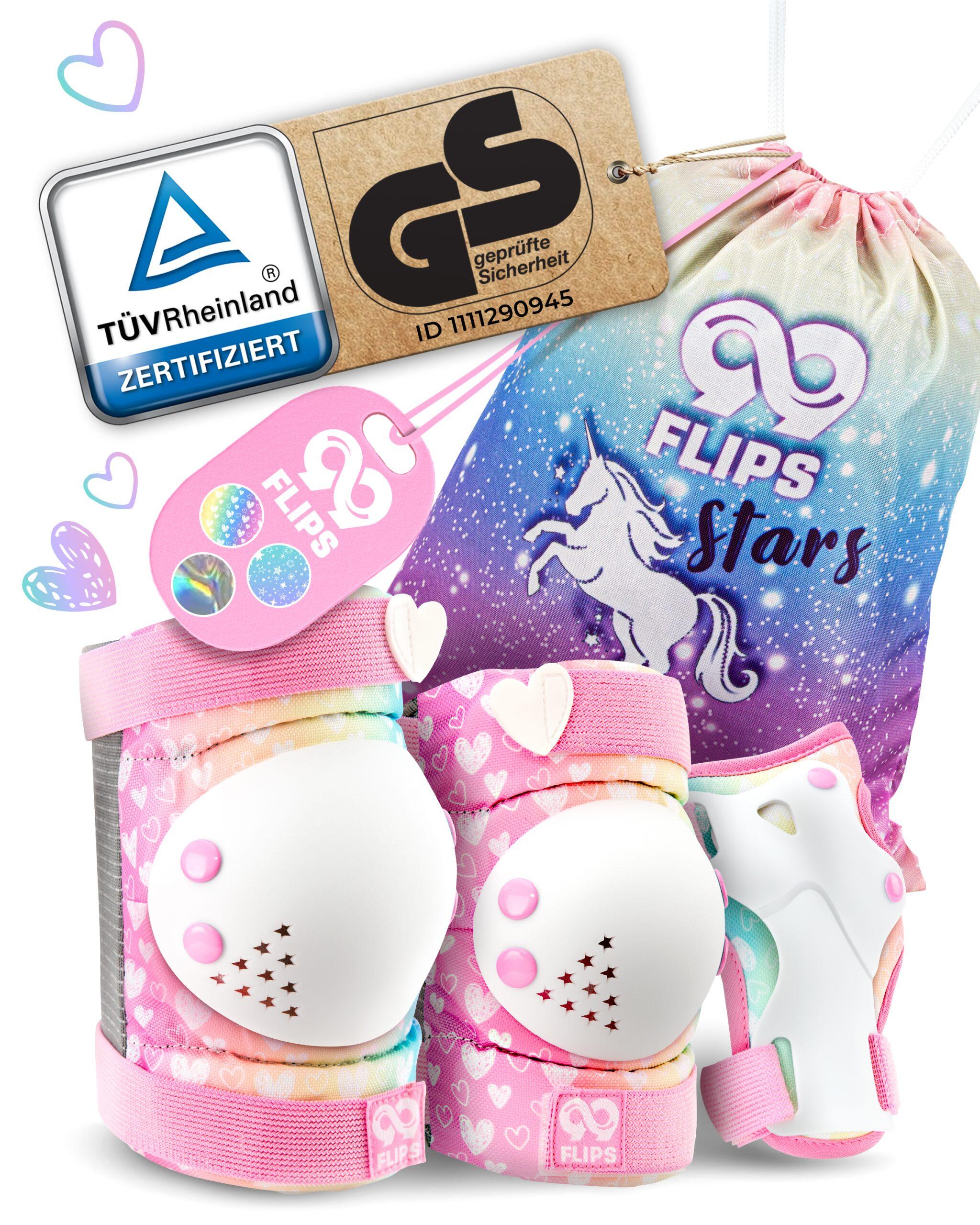 99FLIPS Protektoren Schoner Set Kinder 3-12 mit GS - Knieschoner Skaten Inliner Schützer