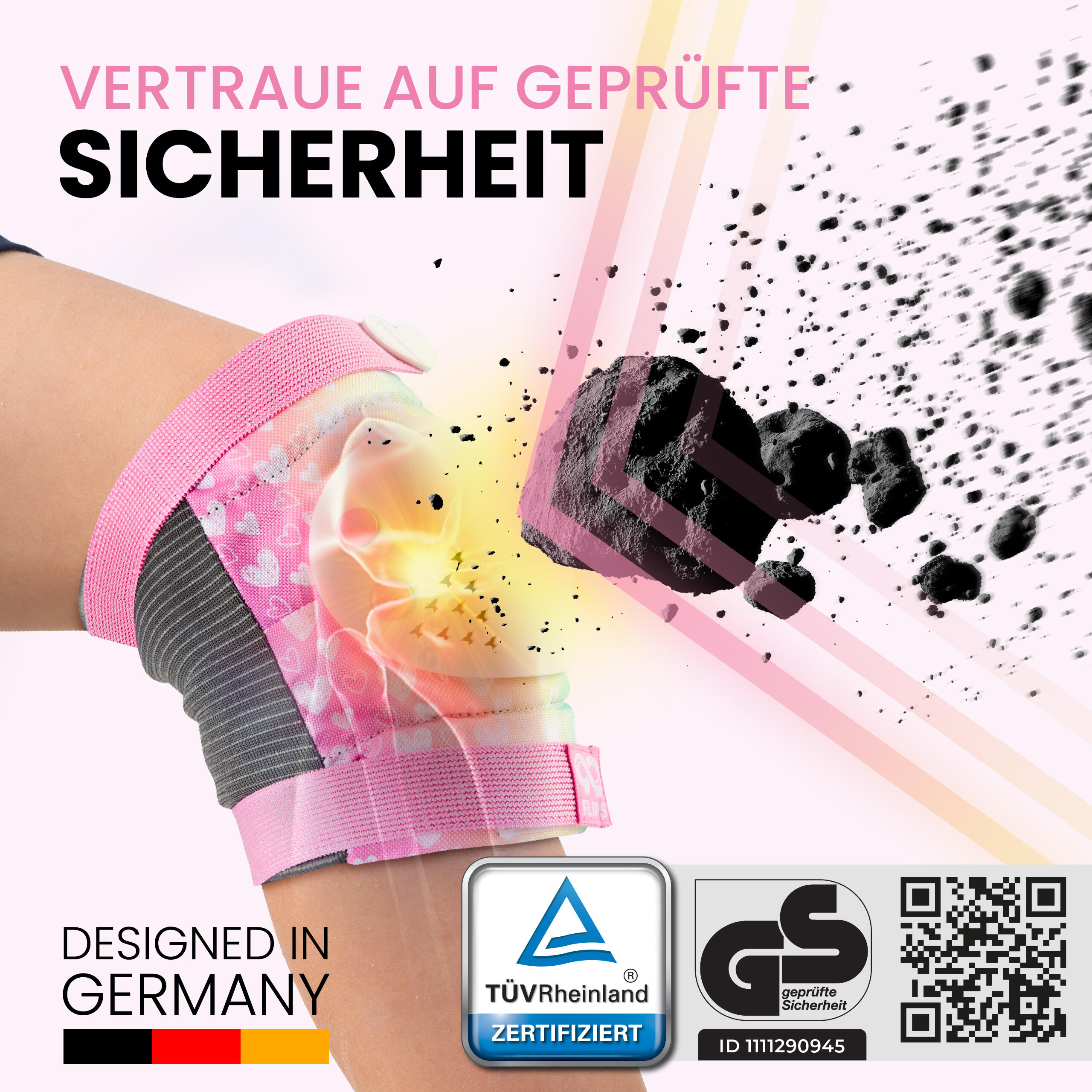 Protektoren Schoner Set Kinder 3-12 mit GS - Knieschoner Skaten Inliner Schützer 2/7
