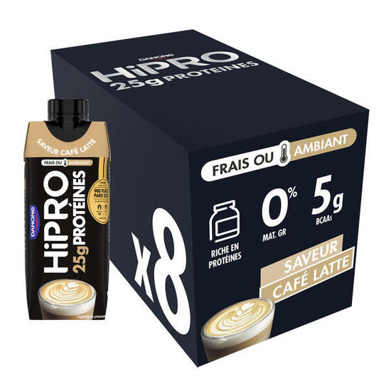 Danone HiPRO Eiwitshake – Koffie / Café Latte – 25g Proteïne – 8 x 330ml