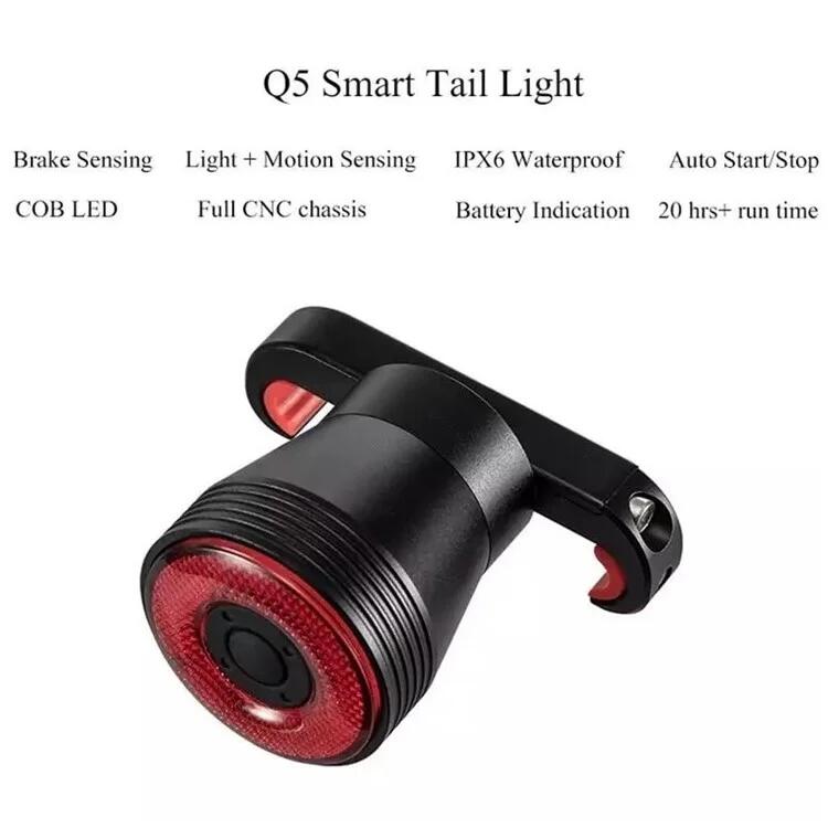 Inteligentna tylna lampa rowerowa z automatycznym czujnikiem hamowania 6/6