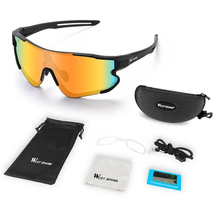 WEST BIKING Óculos de sol desportivos polarizados com proteção UV400