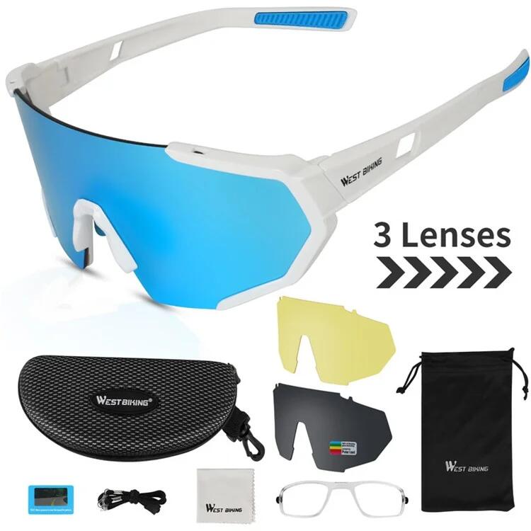 WEST BIKING Óculos de sol desportivos polarizados com proteção UV400 e lentes HD