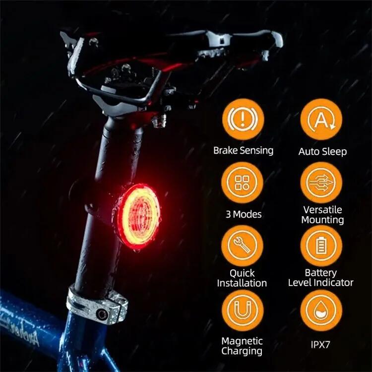 Inteligentna tylna lampa rowerowa z czujnikiem hamowania 3/7