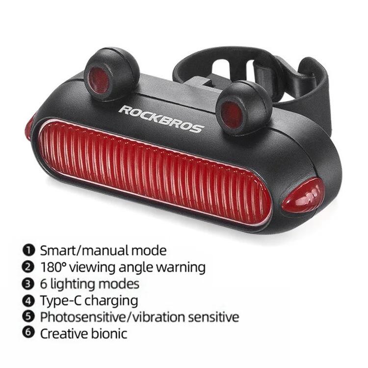 Luce posteriore per bicicletta ROCKBROS RFL02 LED 3/7