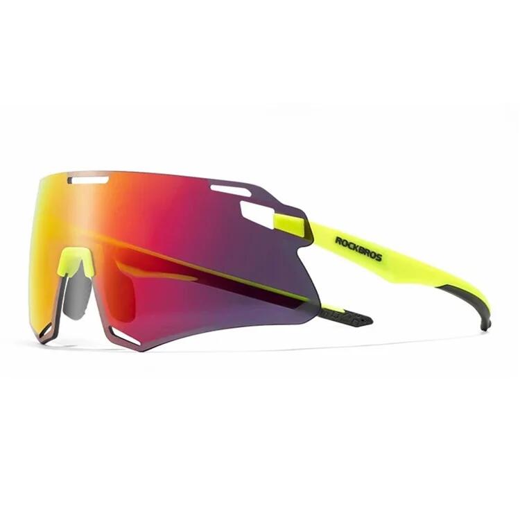 ROCKBROS Occhiali da ciclismo leggeri - Lenti HD gialle fluorescenti + rosse