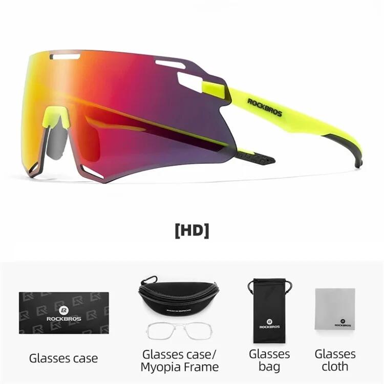 Fietsglazen lichtgewicht - Geel fluorescerend + HD rode lens 2/3
