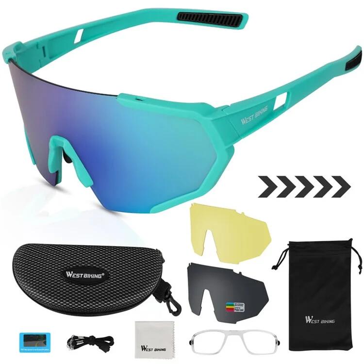 West Biking - Lunettes De Soleil De Sport Polarisées Uv400 Avec Verres Hd - Lunettes De Soleil - Bleu - No Size - Decathlon