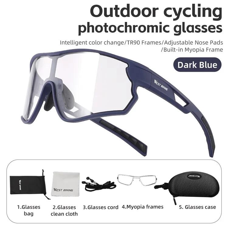 Occhiali da ciclismo fotocromatici antivento 6/7