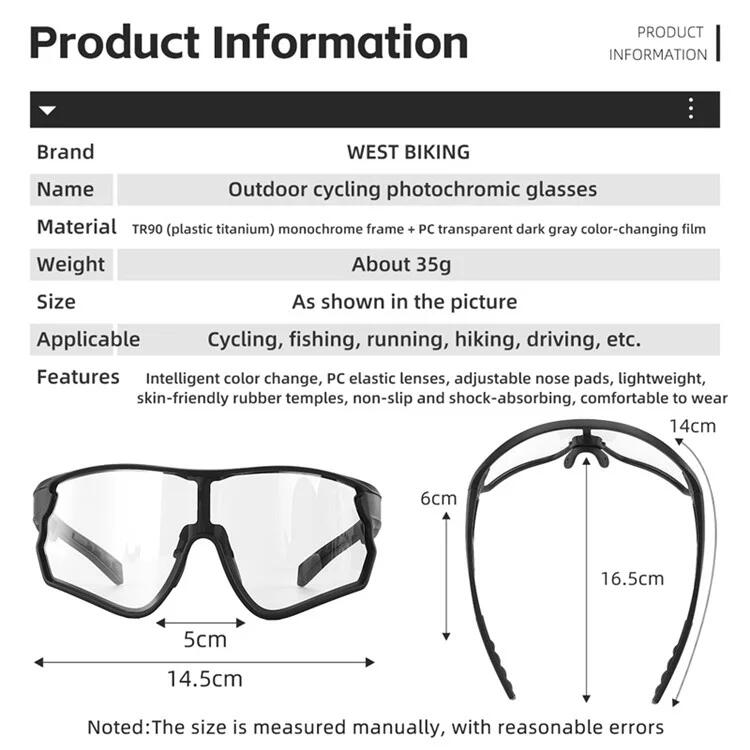 Photochromatische Fahrradbrillen mit Windschutz 7/7