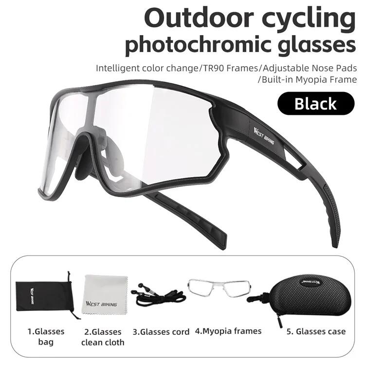 Photochromatische Fahrradbrillen mit Windschutz 6/7