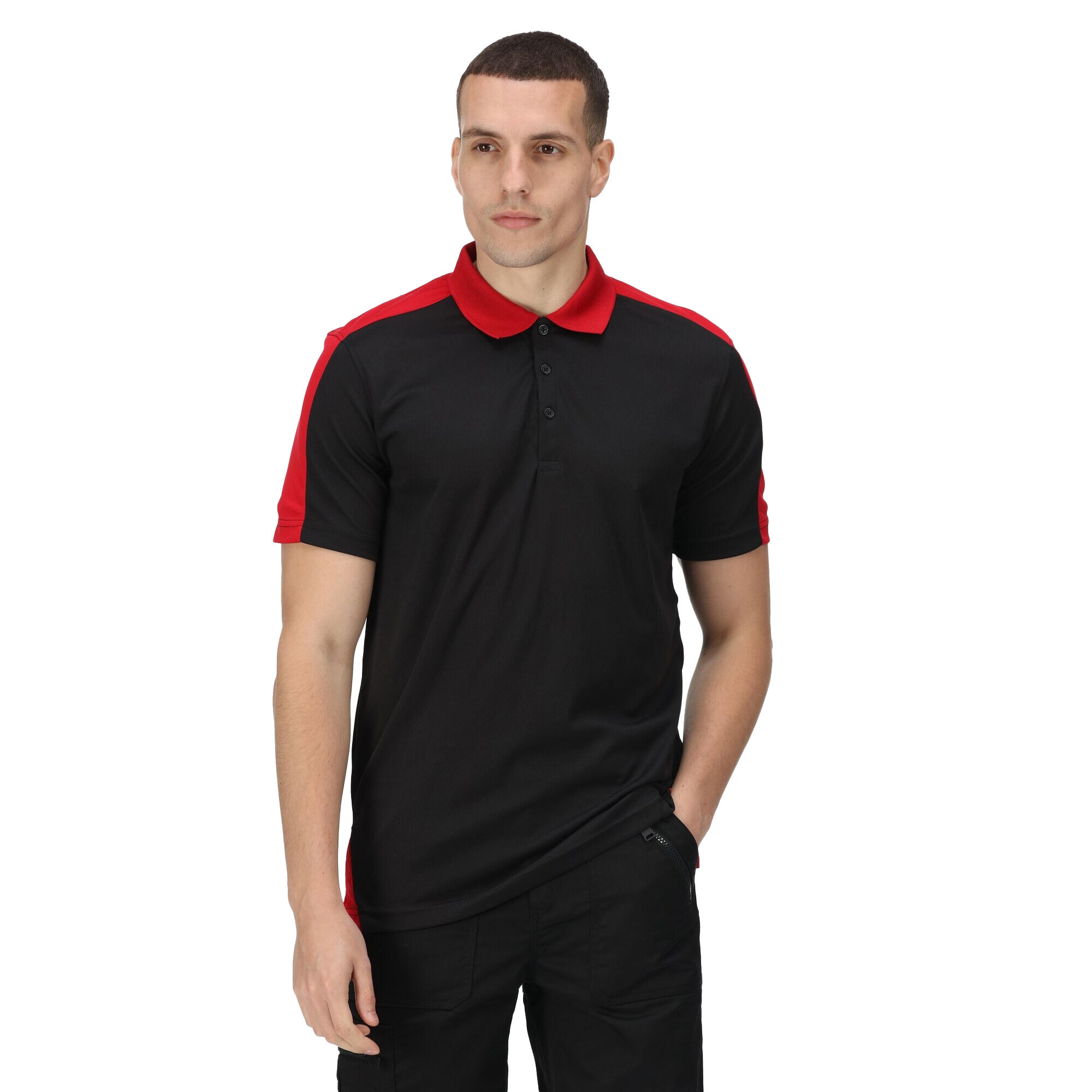 Polo De Sport CONTRAST Homme (Noir / Rouge) 3/4