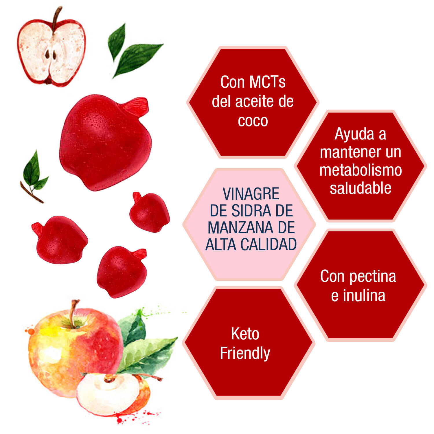 Weider Apple Cider Vinegar Gummies (50) Apple - Vitaminas, minerales y salud 3/4