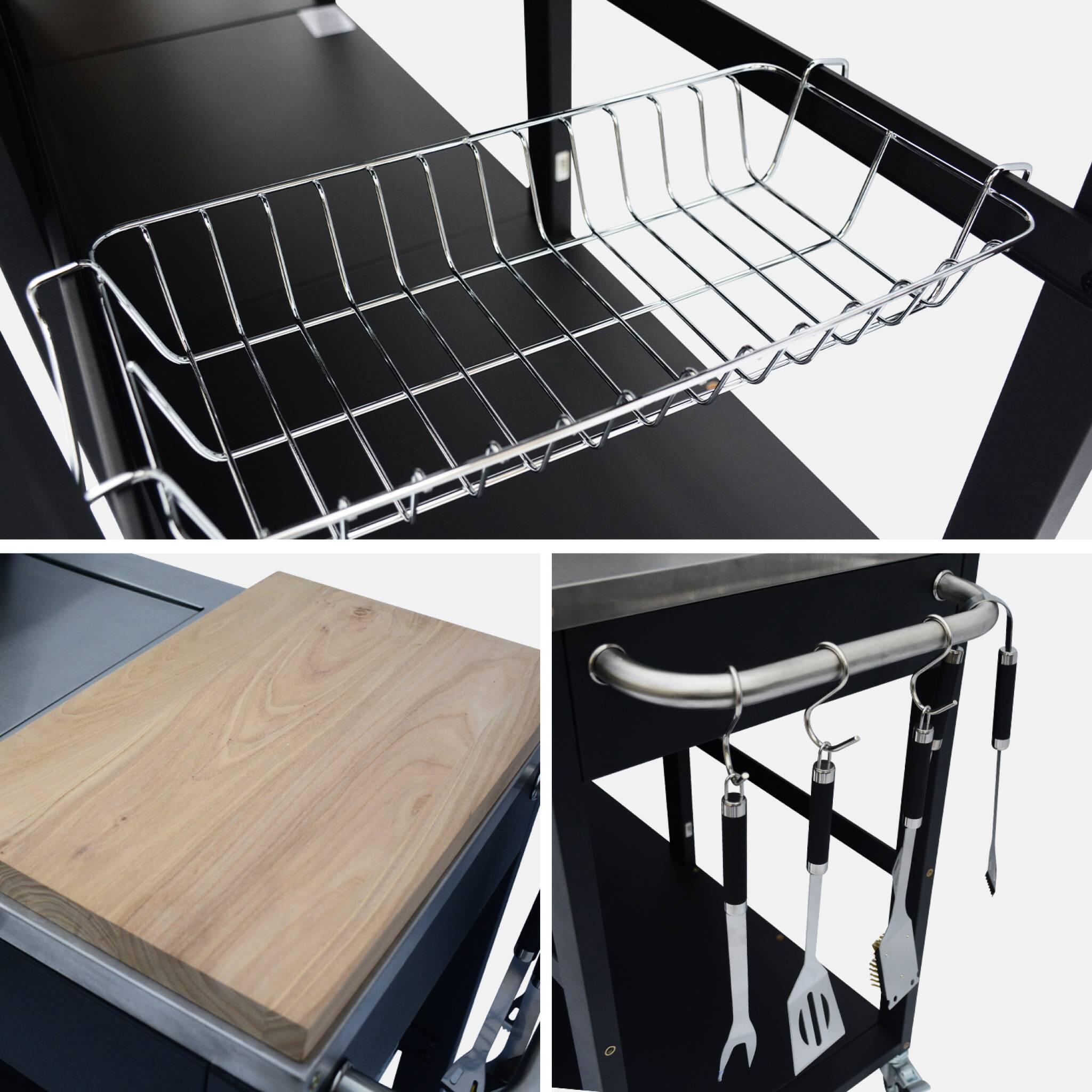 Cocina exterior de acero con barbacoa de gas americana de 5 quemadores, Negro 4/5