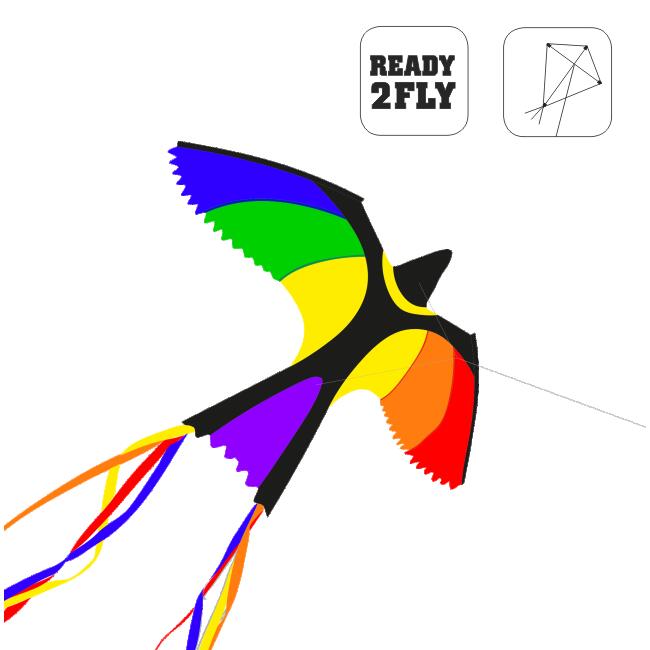 Kinderdrachen Bonny Bird (bunt), Einleinerdrachen - flugfertig inkl. Schnur 6/6