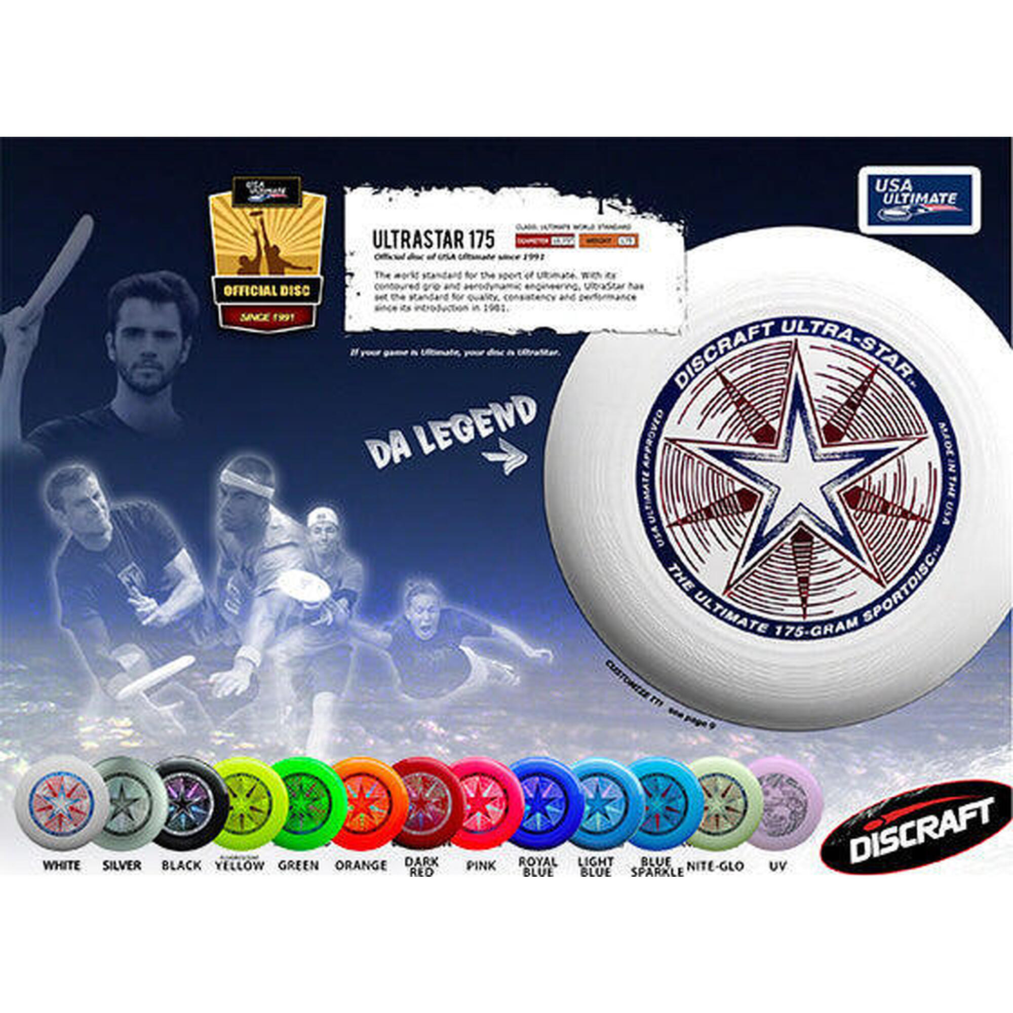 Frisbee Discraft UltraStar Black 175 gr DCUSBL Black 27,5 cm