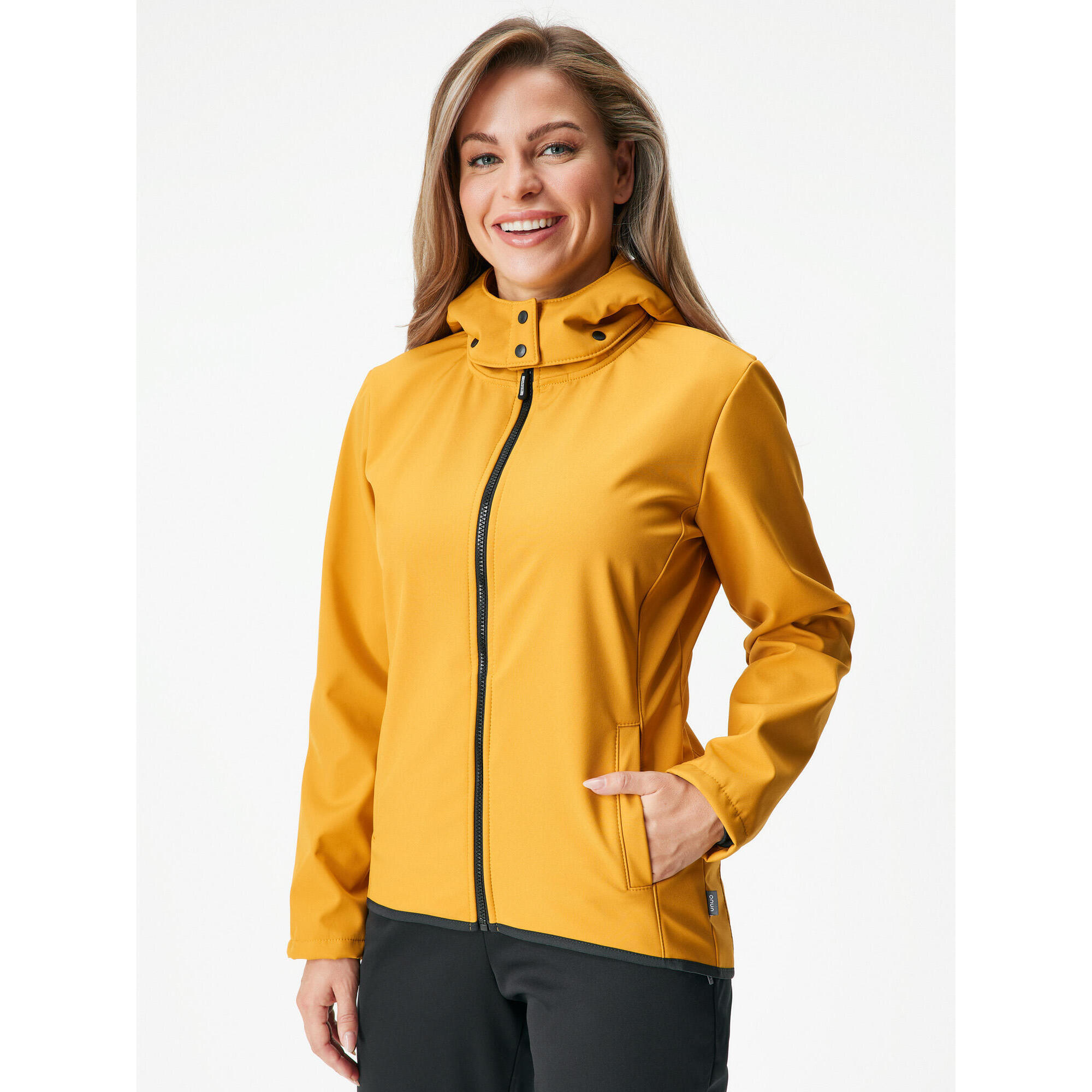 UNUO Dámská softshellová bunda s fleecem Slim, Hořčicová