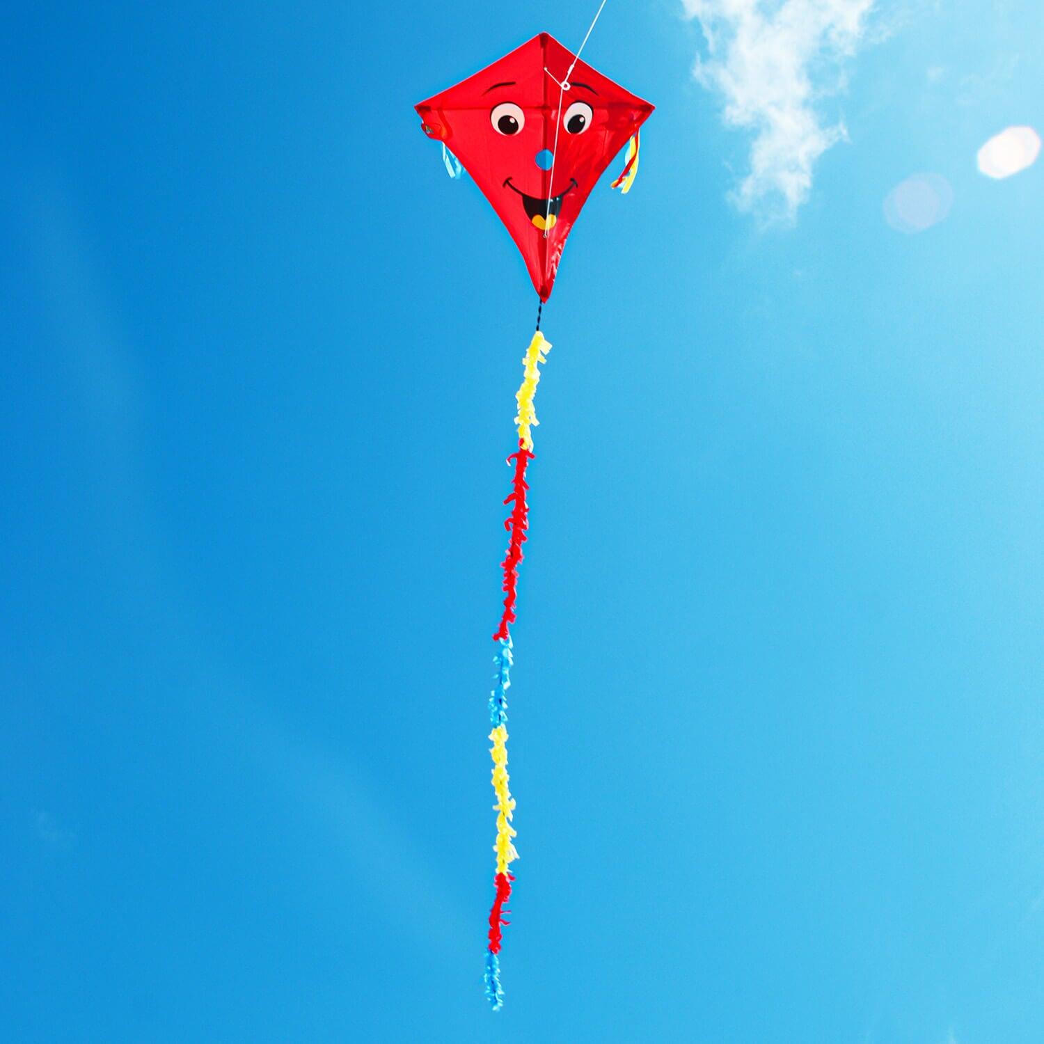 Kinderdrachen Eddy Smile (rot), Einleinerdrachen - flugfertig inkl. Schnur 3/7