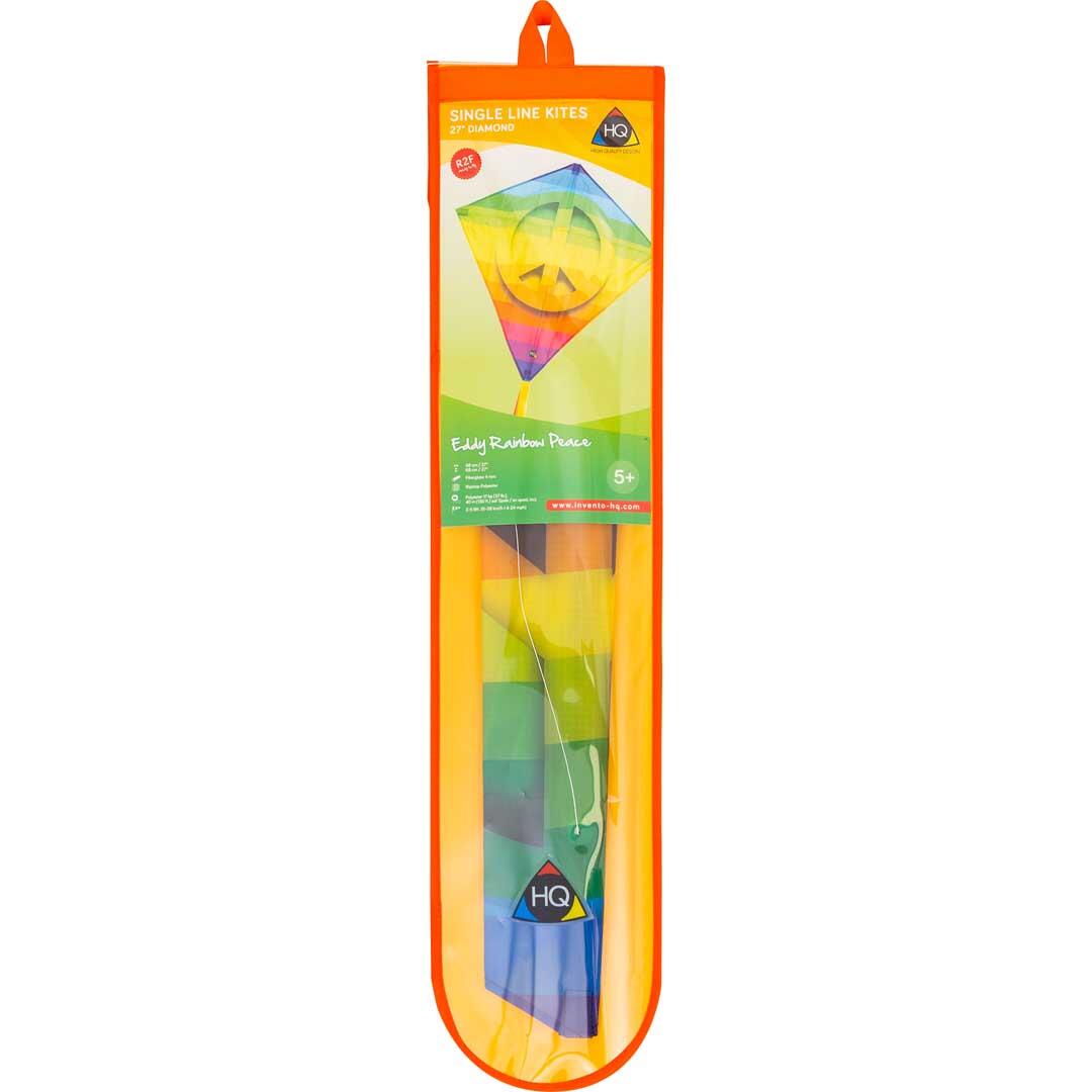 Kinderdrachen HQ Eddy Rainbow Peace 100044 Regenbogen 68 x 68 cm + 200 cm staart 2/5