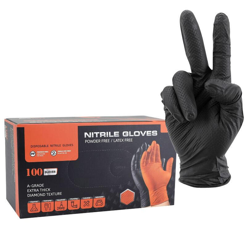 Gants atelier nitrile diamond texture type écailles de poisson résistant aux pro 2/3