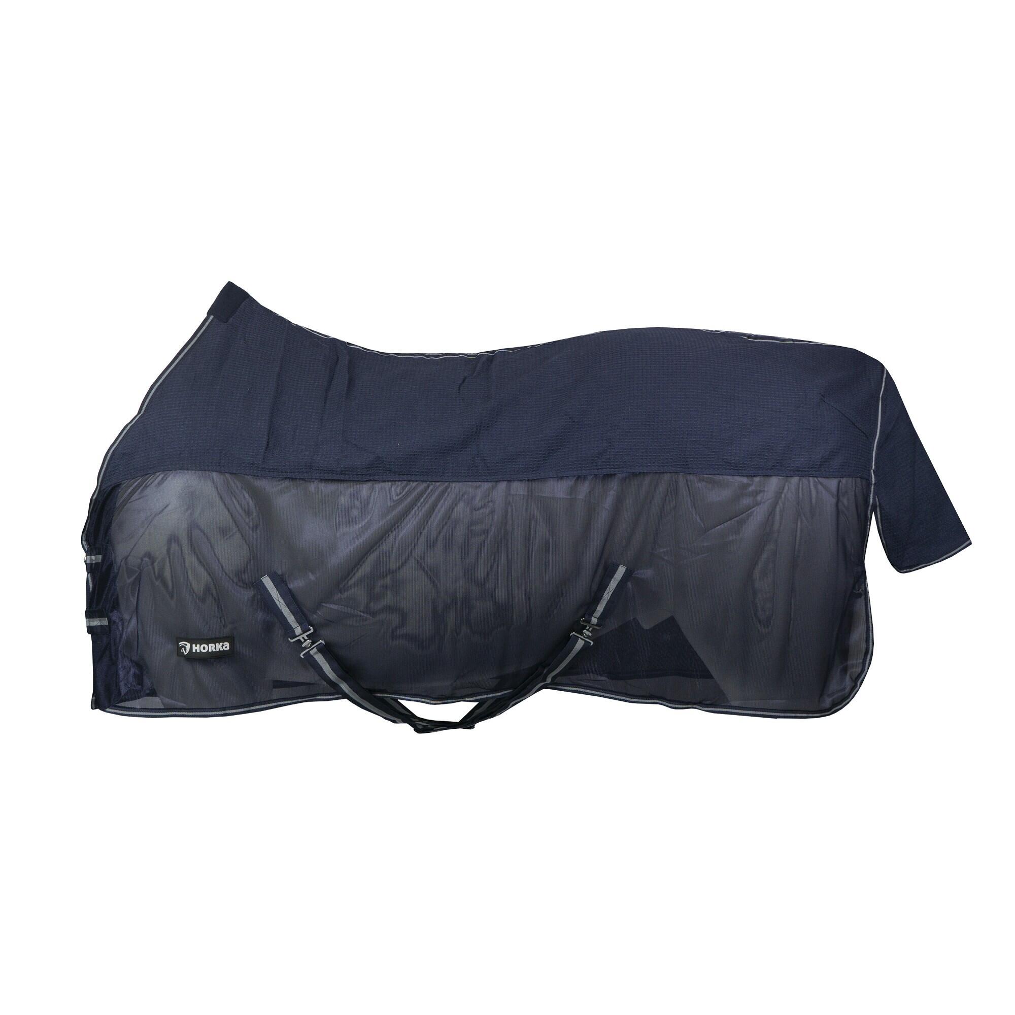 Horka - Couverture Séchante Pour Cheval Combi Gauffre Coton-maille Horka - Couverture Cheval - Bleu - Decathlon