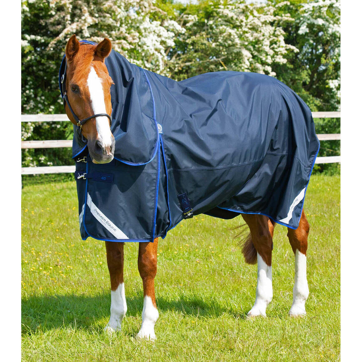 Waterdichte paardendeken met halsbedekking Premier Equine Buster 40g 3/5