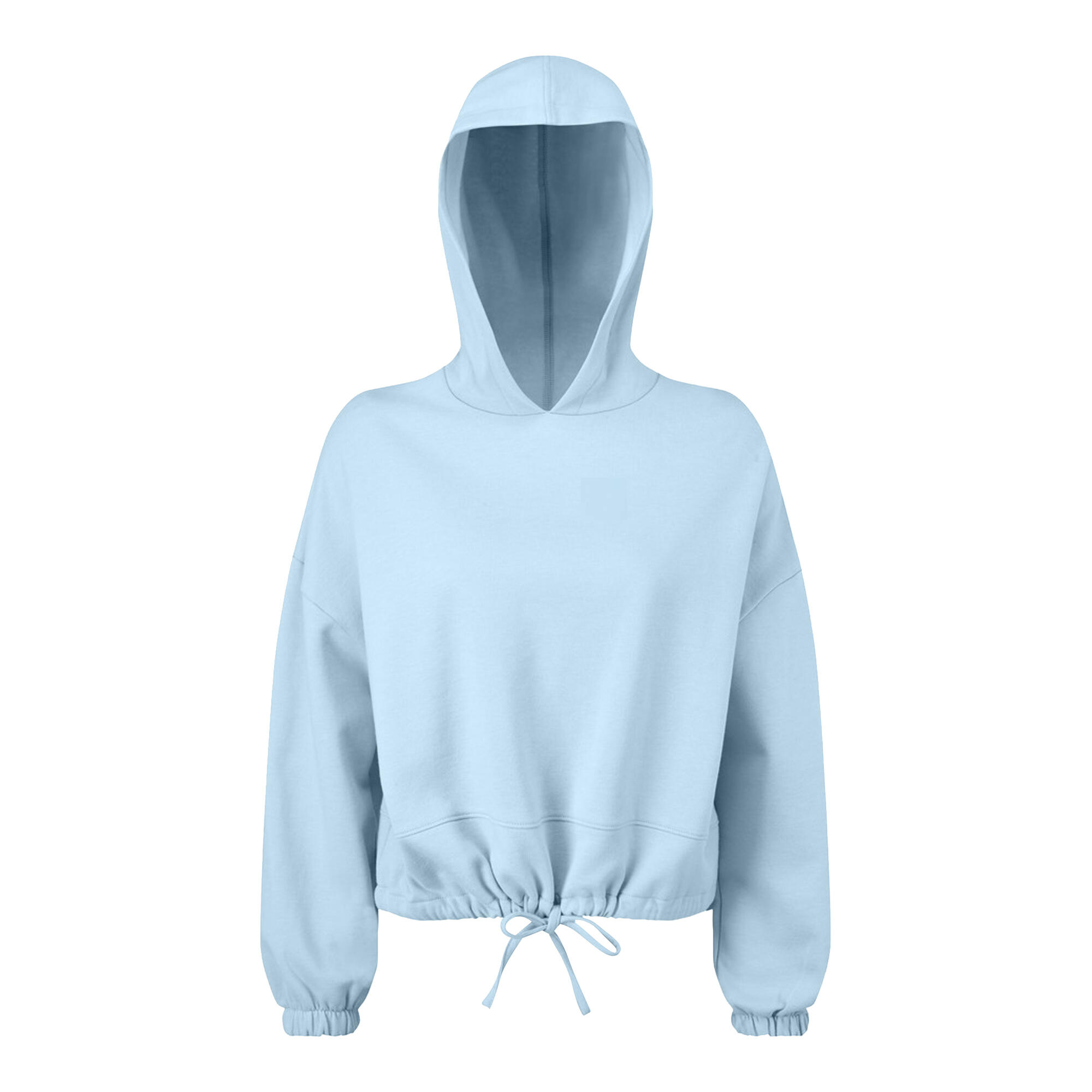 TRIDRI Felpa Corta In Vita Oversize Con Cappuccio Donna TriDri Azzurro