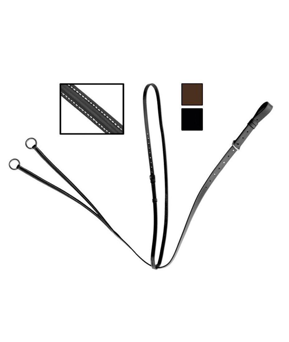 TATTINI Martingala in cuoio a Collier con fibbie in acciaio inox e cuciture bianche