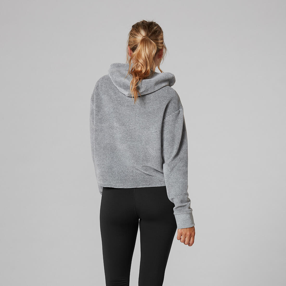 Womens/Ladies Semi Cropped Hoodie (Heather Grey) 2/4