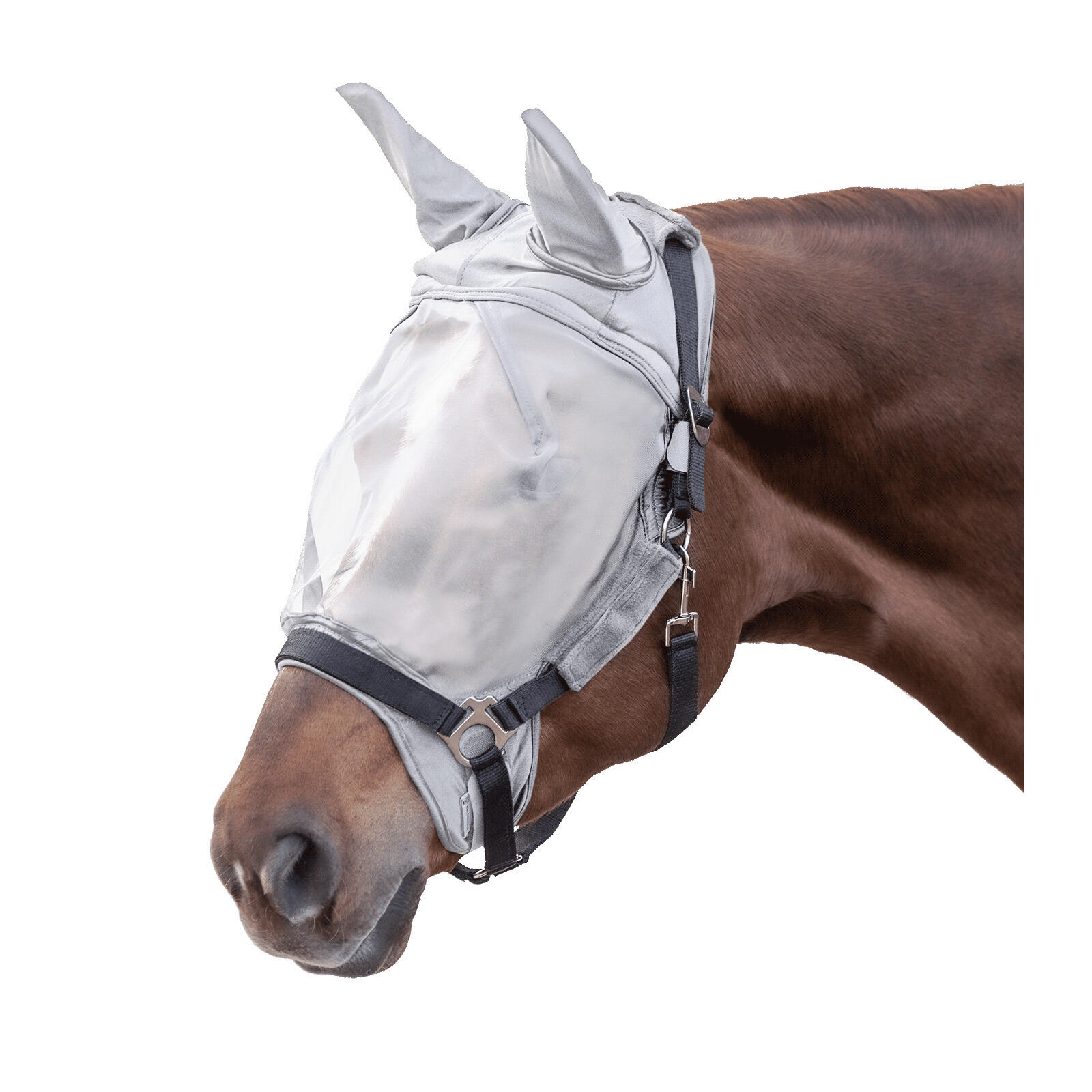 Waldhausen - Masque Anti-mouches Avec Protection D'Oreilles Pour Cheval Waldhausen Premium - Masque Anti Mouche - Gris - Fs - Decathlon