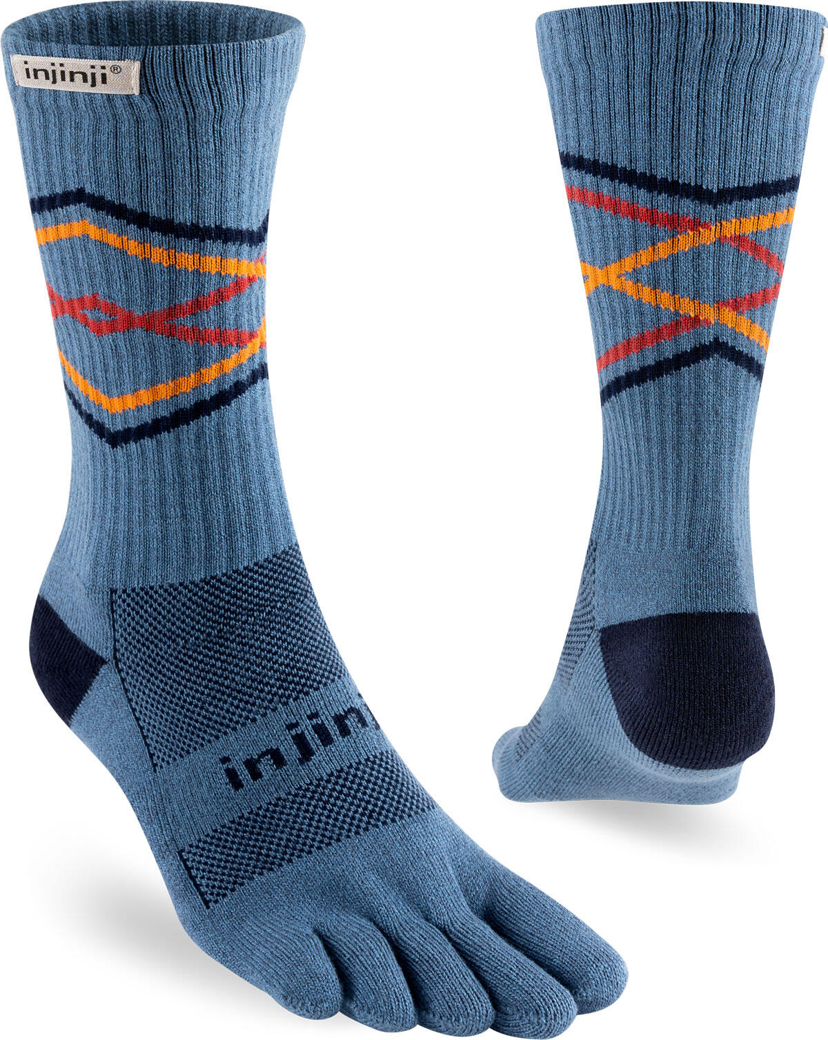 INJINJI Injinji Men's Mid-Weight Trail Run Crew Length Seamless Toe Socks