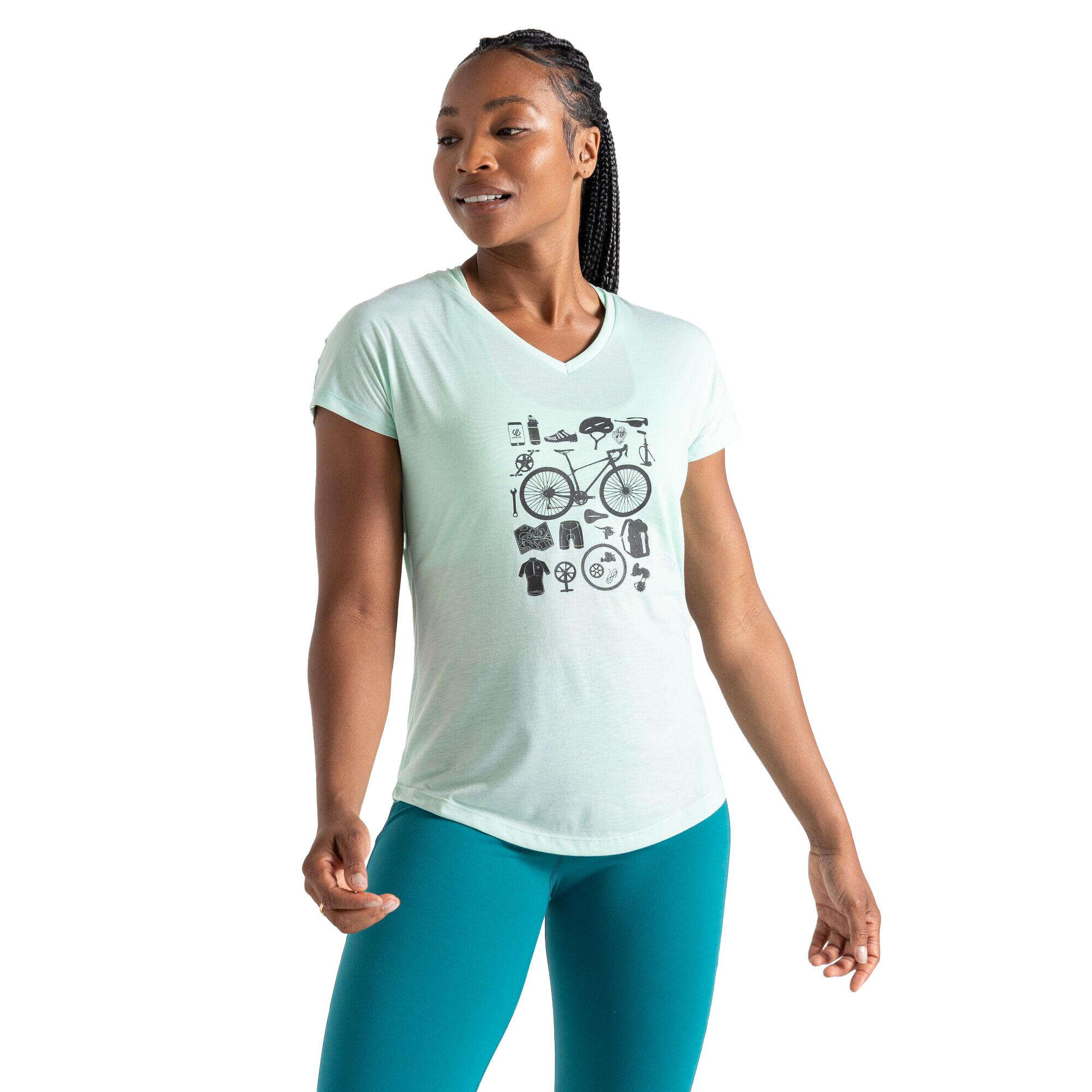 Tshirt Motif/style Vélo CALM Femme (Vert Menthe) 4/5