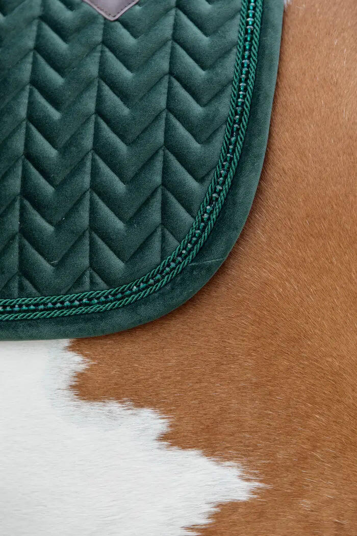 Tapis de selle velours pearls dressage vert pin 3/6