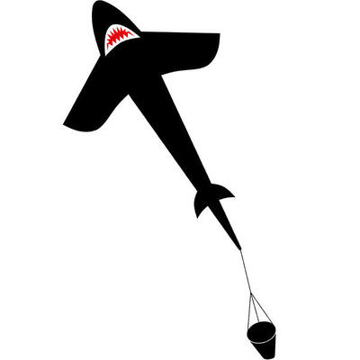 Kindervlieger hq shark kite 5 102201 zwart 95 x 150 cm