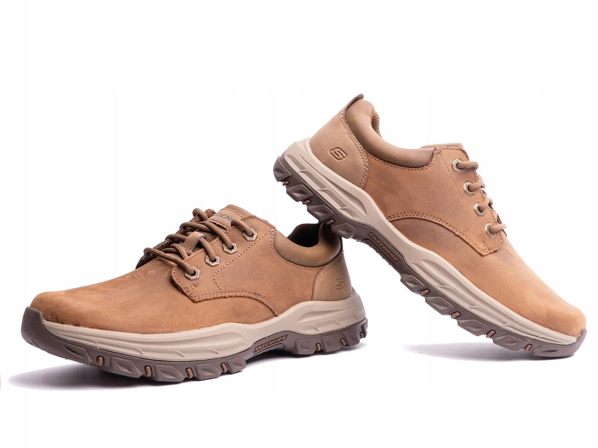 Buty męskie SKECHERS RELAXED FIT brązowe 204920-DSRT skórzane 45 3/6