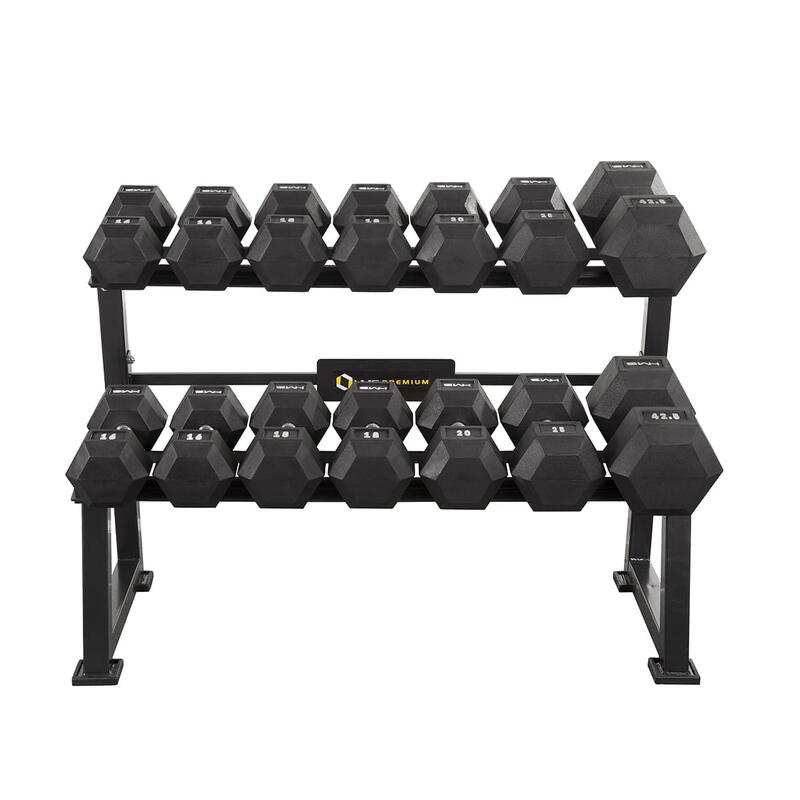 Zestaw stojak STR20 z hantlami HEX PRO 225 kg