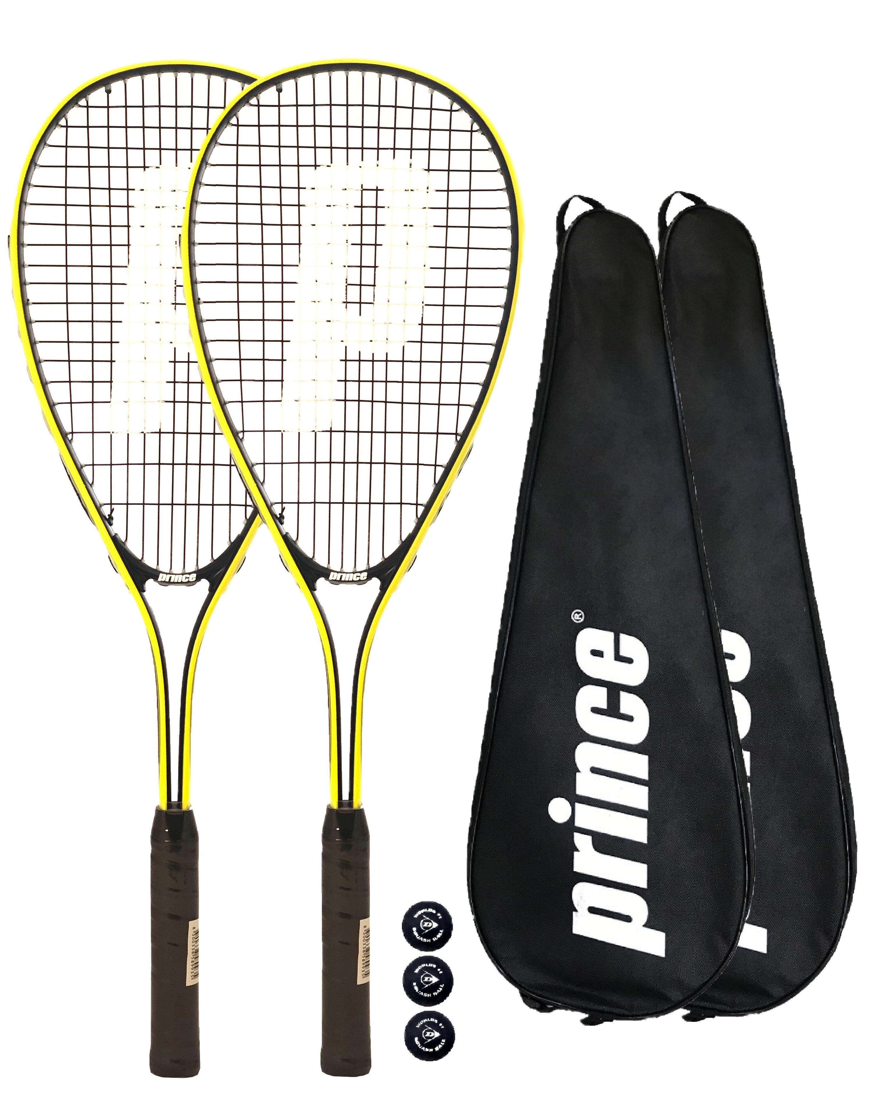 PRINCE Prince Power Rebel Ti Squash Racket Twin Set, inc Covers & 3 Squash Balls