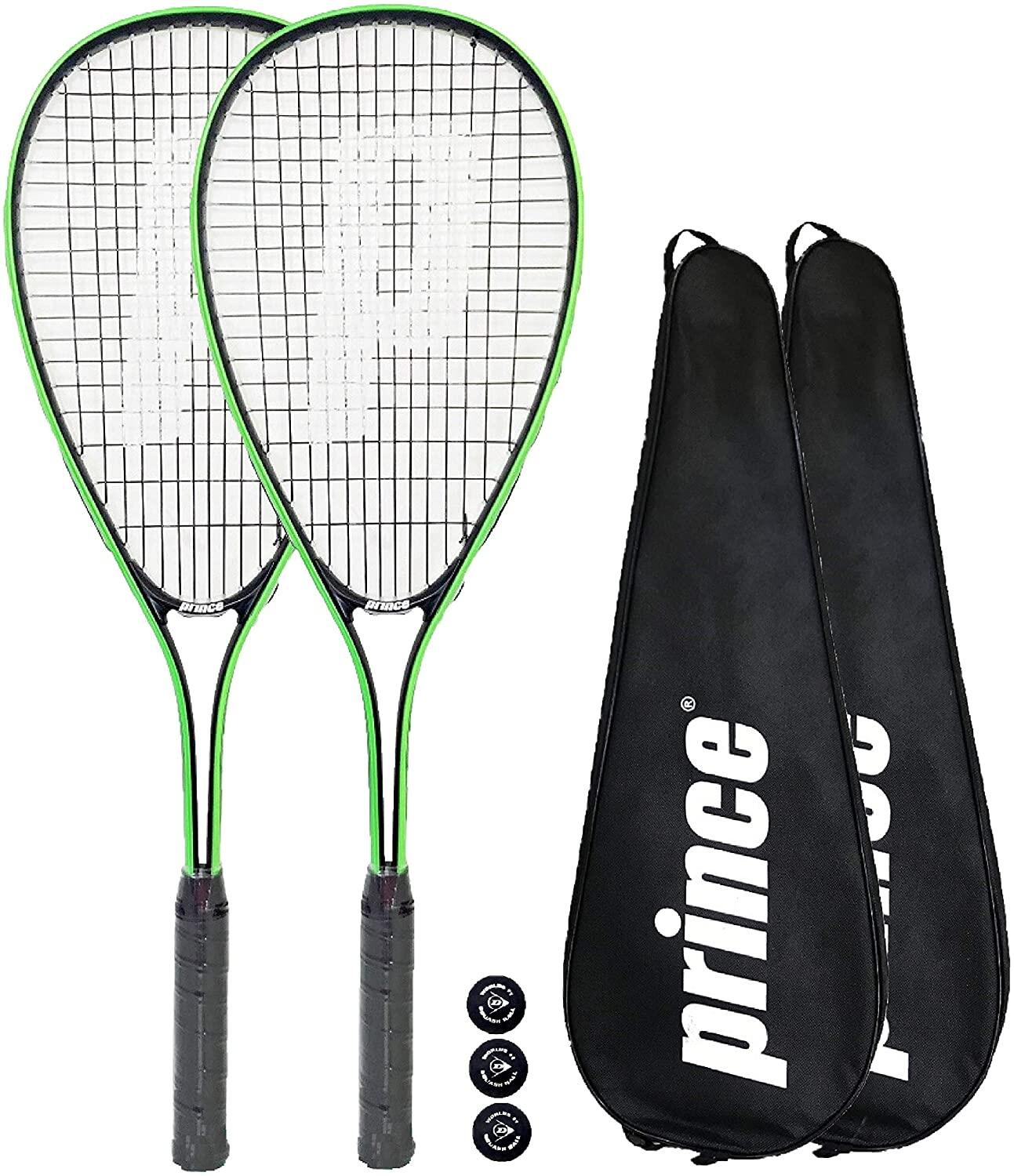 PRINCE Prince Power Beast Ti Squash Racket Twin Set, inc Covers & 3 Squash Balls
