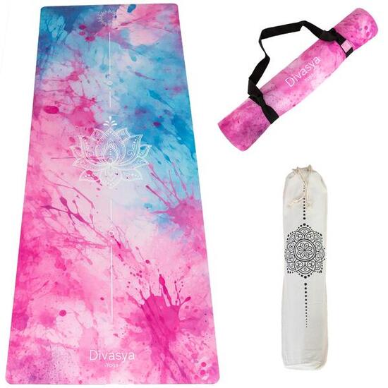 Yogamatte aus recycelter Mikrofaser & Naturkautschuk, in 3 Farben & Designs